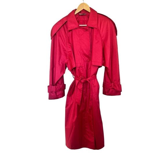 Vintage British mist red waterproof trench coat sz 11/12 - Picture 1 of 6